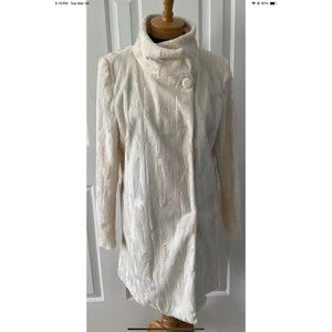 Worthington Womans FauxFur Cream Mid-Length/Driving Coat Womens Size Large